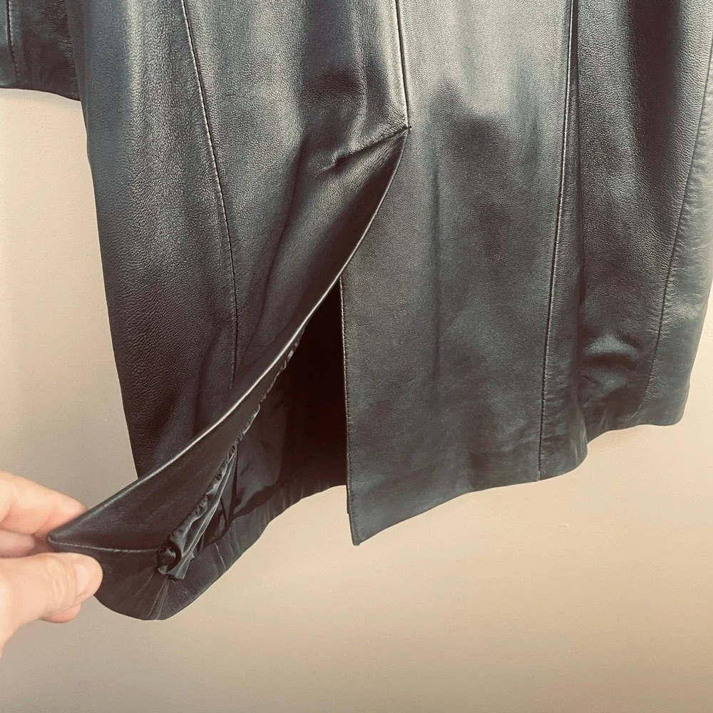 Vintage Y2K Leather Indie Chic Jacket Small Cyber Punk Matrix Urban 70s Trench